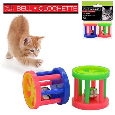 2-Pack Plastic Roller with Bell Cat Toy
