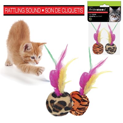 2-Pack Feather Ball Cat Toy