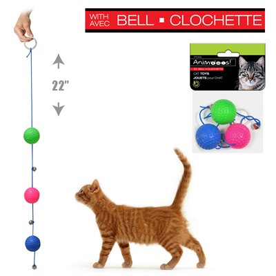 Three-Pack Plastic Golf Ball Cat Toy with Attached Bell