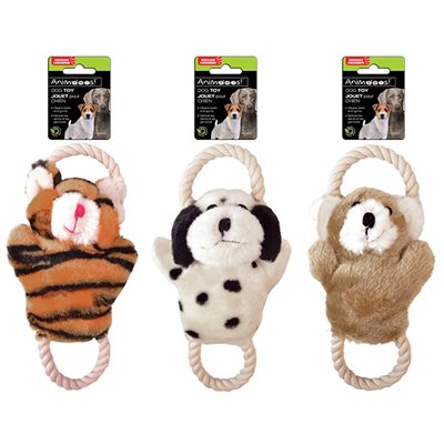 Plush Dog Toys with Cord Handles and Squeaker