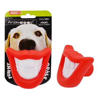 3.5" Giggle Lip Vinyl Dog Toy with Squeaker