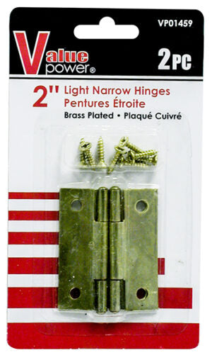 Brass Plated Hinges, Pack of 2